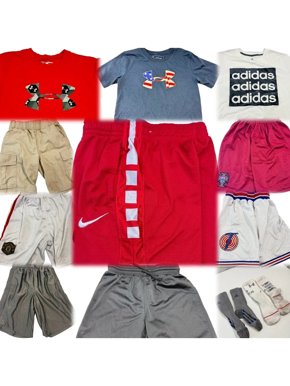 Youth Small Boys 12 pc Clothing Lot Under Armour Nike Adidas Shirts Shorts Socks